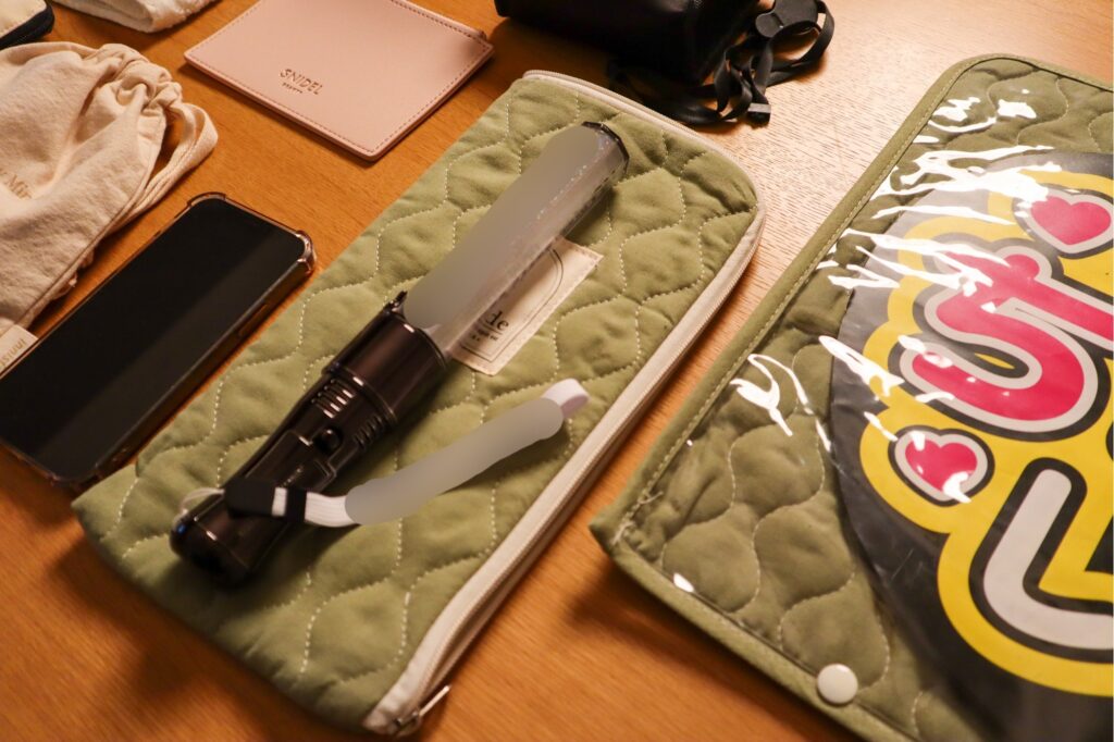 画像:ライブ当日の必需品を並べた写真