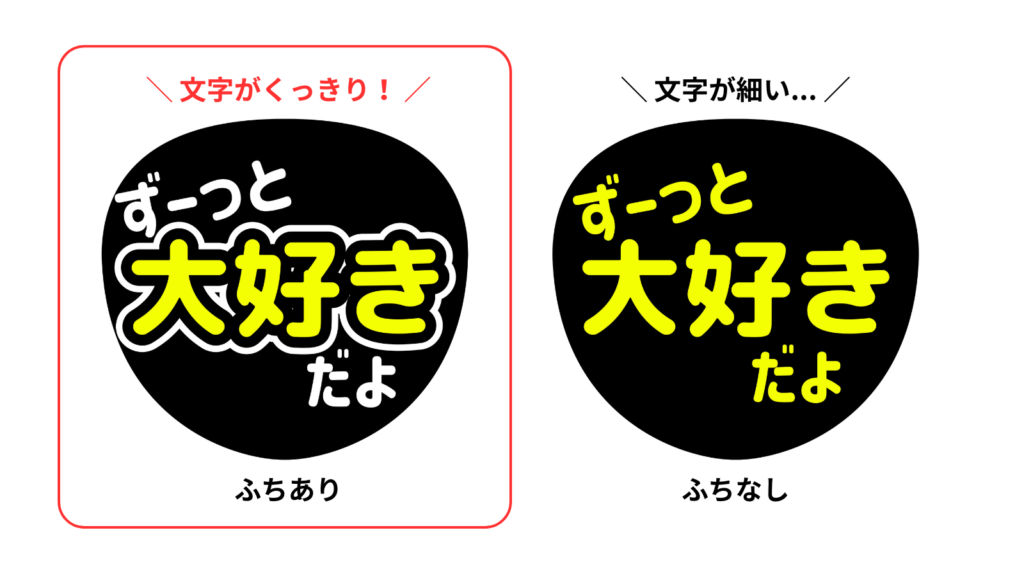 画像:ふちあり・なしの比較画像
