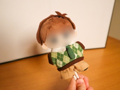 画像イメージ：撮影スティックでぬいを持ちあげ、宙に浮かせて撮影している写真