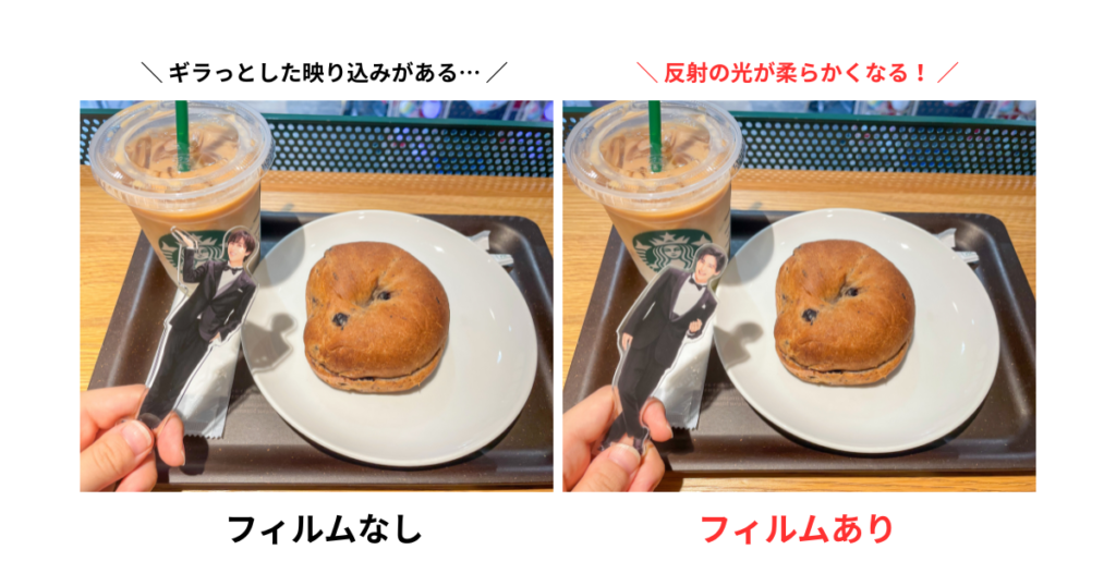画像:フィルムなし/ありの比較